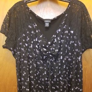 Torrid Floral and Lace Babydoll Shirt